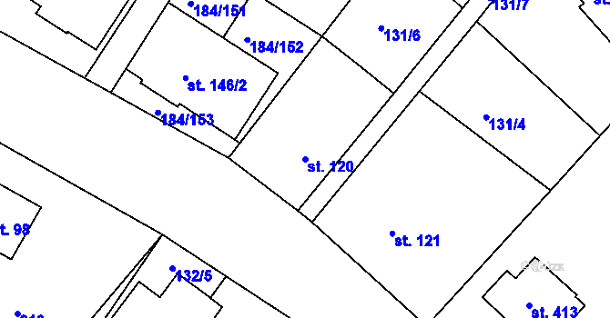 Parcela st. 120 v KÚ Škrdlovice, Katastrální mapa
