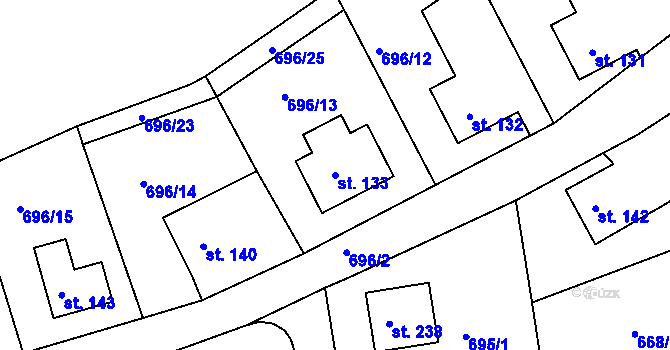 Parcela st. 133 v KÚ Škrdlovice, Katastrální mapa