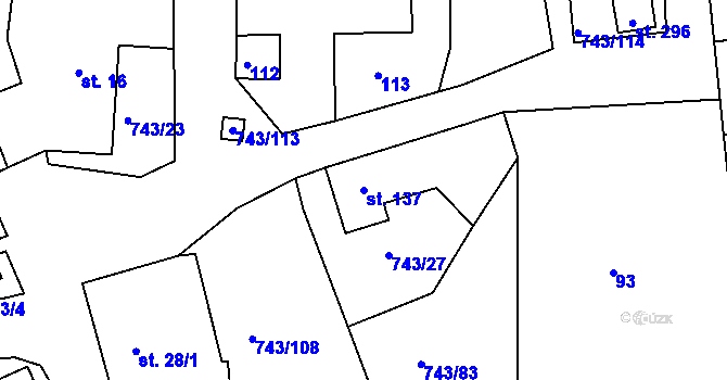 Parcela st. 137 v KÚ Škrdlovice, Katastrální mapa