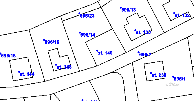 Parcela st. 140 v KÚ Škrdlovice, Katastrální mapa