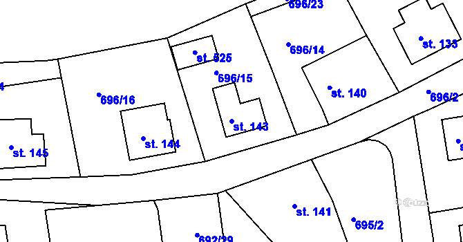 Parcela st. 143 v KÚ Škrdlovice, Katastrální mapa