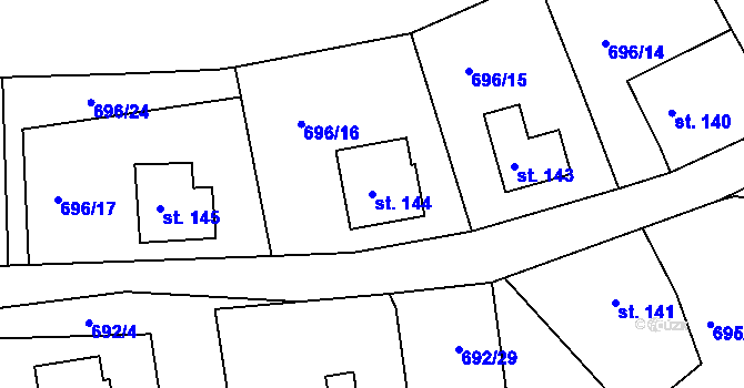 Parcela st. 144 v KÚ Škrdlovice, Katastrální mapa