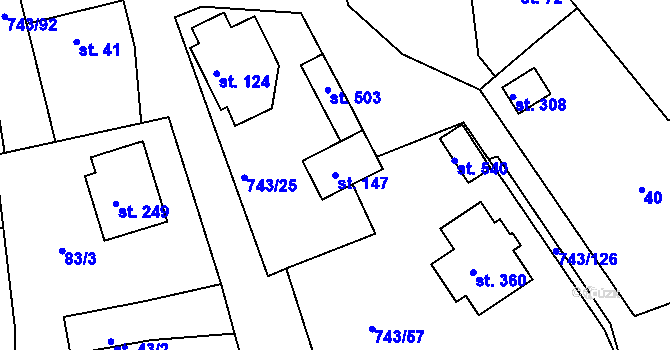 Parcela st. 147 v KÚ Škrdlovice, Katastrální mapa