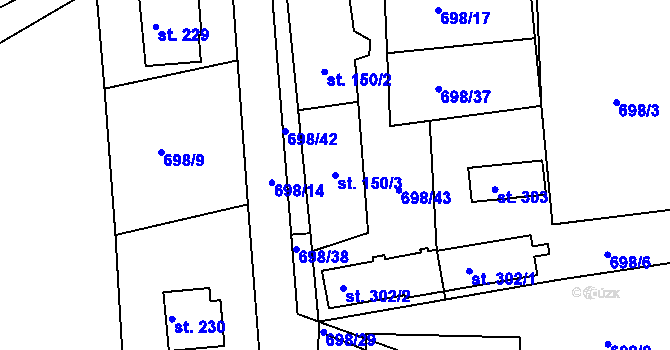 Parcela st. 150/3 v KÚ Škrdlovice, Katastrální mapa