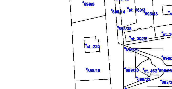 Parcela st. 230 v KÚ Škrdlovice, Katastrální mapa