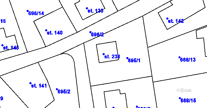 Parcela st. 238 v KÚ Škrdlovice, Katastrální mapa