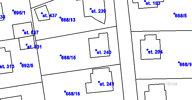 Parcela st. 240 v KÚ Škrdlovice, Katastrální mapa