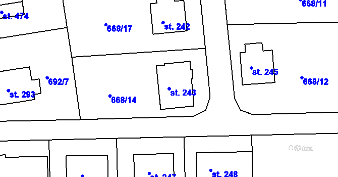 Parcela st. 243 v KÚ Škrdlovice, Katastrální mapa