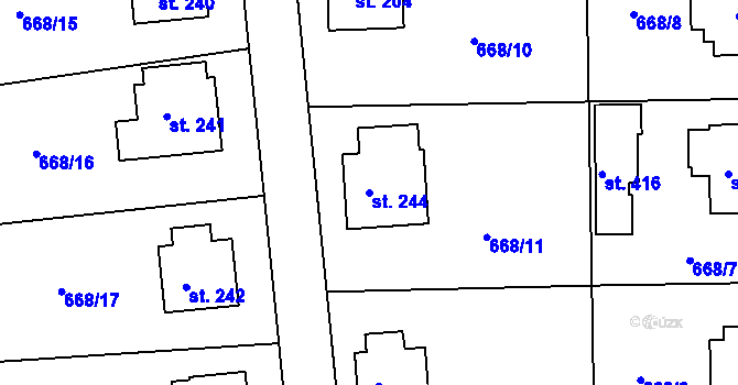 Parcela st. 244 v KÚ Škrdlovice, Katastrální mapa