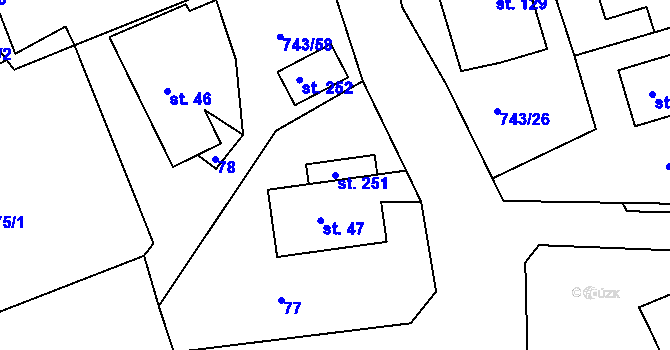 Parcela st. 251 v KÚ Škrdlovice, Katastrální mapa