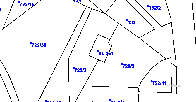 Parcela st. 261 v KÚ Škrdlovice, Katastrální mapa