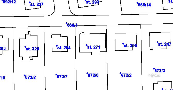 Parcela st. 271 v KÚ Škrdlovice, Katastrální mapa