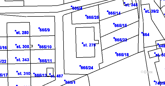 Parcela st. 279 v KÚ Škrdlovice, Katastrální mapa