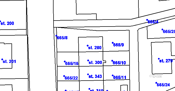 Parcela st. 280 v KÚ Škrdlovice, Katastrální mapa