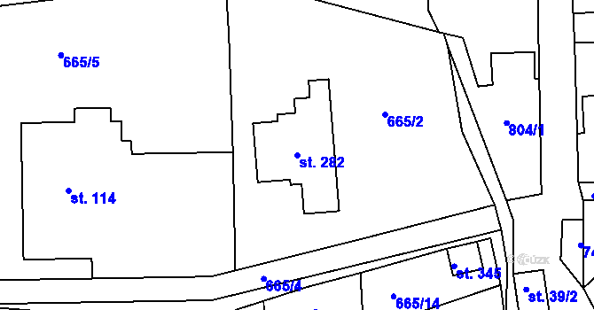 Parcela st. 282 v KÚ Škrdlovice, Katastrální mapa