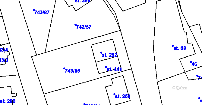 Parcela st. 292 v KÚ Škrdlovice, Katastrální mapa