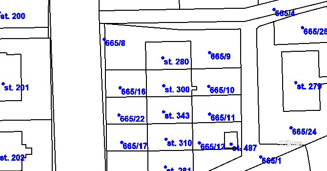 Parcela st. 300 v KÚ Škrdlovice, Katastrální mapa