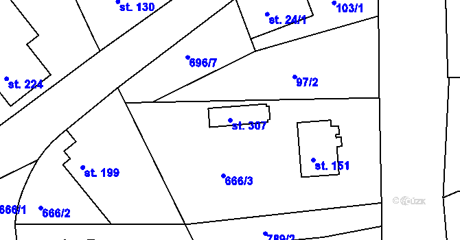 Parcela st. 307 v KÚ Škrdlovice, Katastrální mapa