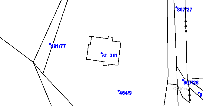 Parcela st. 311 v KÚ Škrdlovice, Katastrální mapa