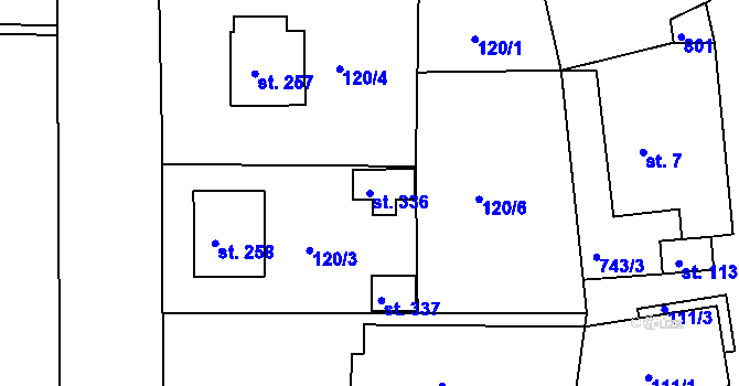 Parcela st. 336 v KÚ Škrdlovice, Katastrální mapa