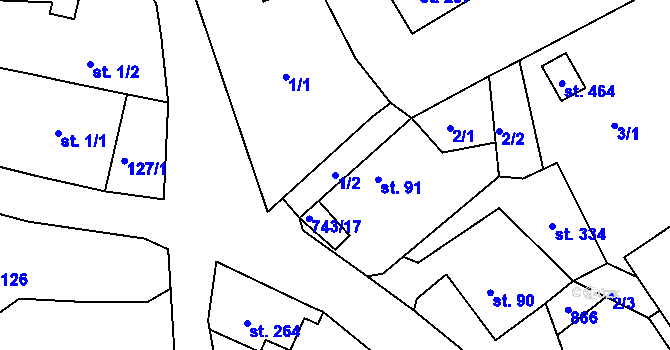 Parcela st. 1/2 v KÚ Škrdlovice, Katastrální mapa