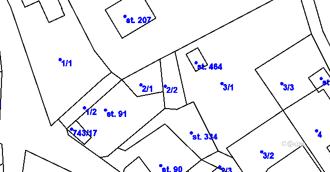 Parcela st. 2/2 v KÚ Škrdlovice, Katastrální mapa