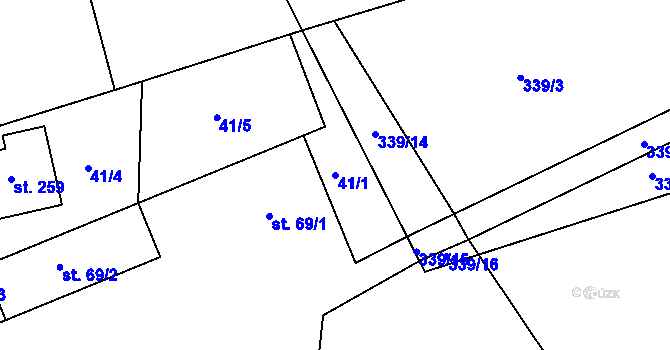 Parcela st. 41/1 v KÚ Škrdlovice, Katastrální mapa