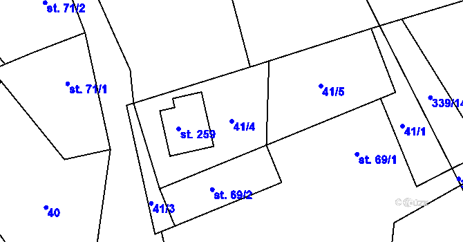 Parcela st. 41/4 v KÚ Škrdlovice, Katastrální mapa