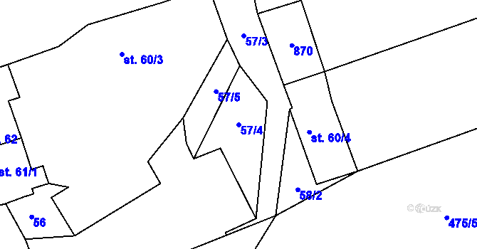 Parcela st. 57/4 v KÚ Škrdlovice, Katastrální mapa