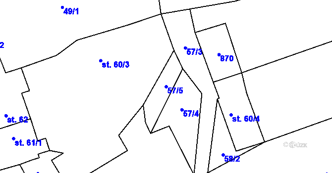 Parcela st. 57/5 v KÚ Škrdlovice, Katastrální mapa