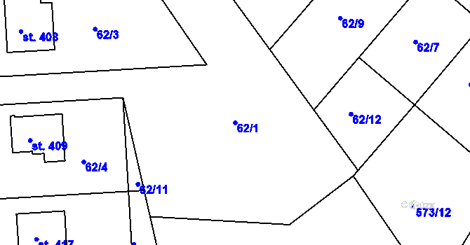 Parcela st. 62/1 v KÚ Škrdlovice, Katastrální mapa