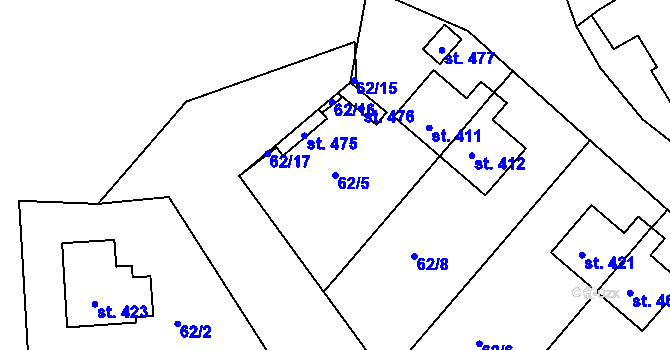 Parcela st. 62/5 v KÚ Škrdlovice, Katastrální mapa