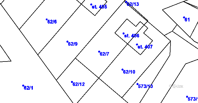 Parcela st. 62/7 v KÚ Škrdlovice, Katastrální mapa
