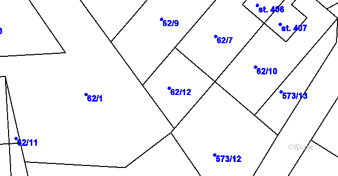 Parcela st. 62/12 v KÚ Škrdlovice, Katastrální mapa