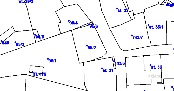 Parcela st. 95/2 v KÚ Škrdlovice, Katastrální mapa
