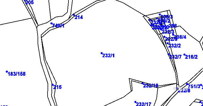 Parcela st. 232/1 v KÚ Škrdlovice, Katastrální mapa