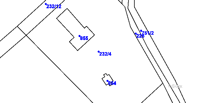 Parcela st. 232/4 v KÚ Škrdlovice, Katastrální mapa