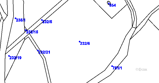 Parcela st. 232/6 v KÚ Škrdlovice, Katastrální mapa