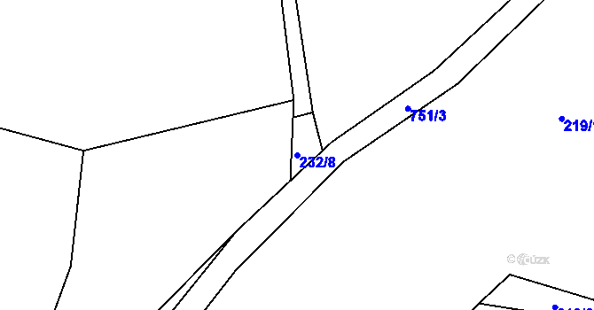 Parcela st. 232/8 v KÚ Škrdlovice, Katastrální mapa