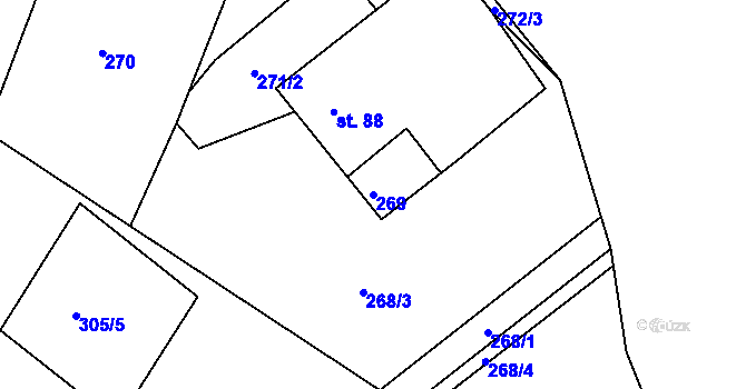 Parcela st. 269 v KÚ Škrdlovice, Katastrální mapa