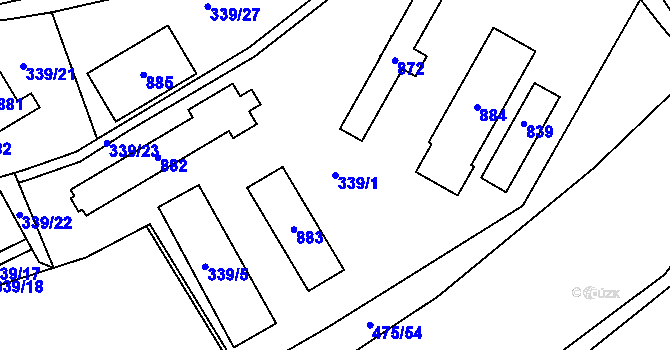 Parcela st. 339/1 v KÚ Škrdlovice, Katastrální mapa