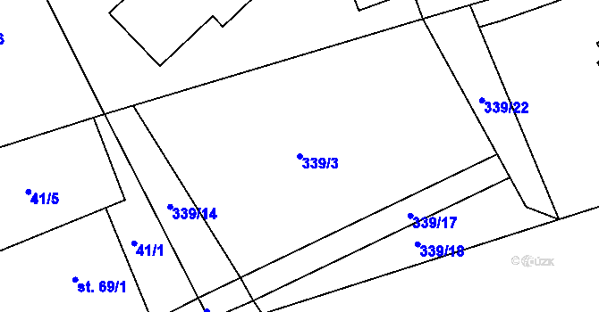 Parcela st. 339/3 v KÚ Škrdlovice, Katastrální mapa