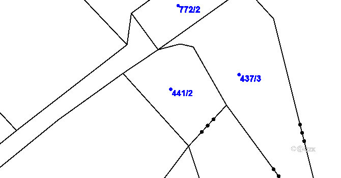 Parcela st. 441/2 v KÚ Škrdlovice, Katastrální mapa