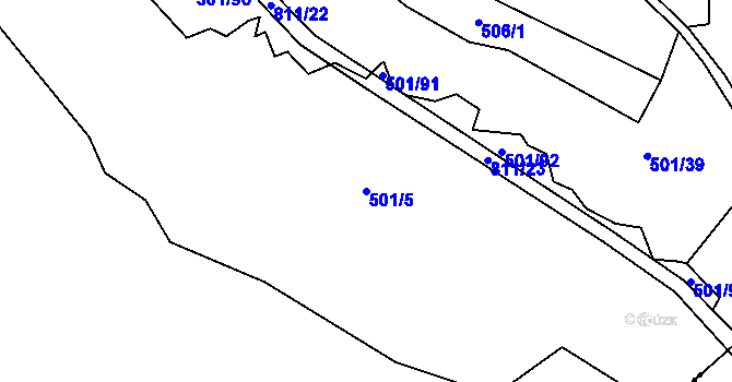 Parcela st. 501/5 v KÚ Škrdlovice, Katastrální mapa