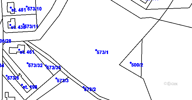 Parcela st. 573/1 v KÚ Škrdlovice, Katastrální mapa