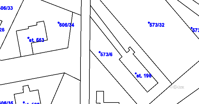 Parcela st. 573/6 v KÚ Škrdlovice, Katastrální mapa