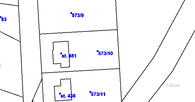 Parcela st. 573/10 v KÚ Škrdlovice, Katastrální mapa