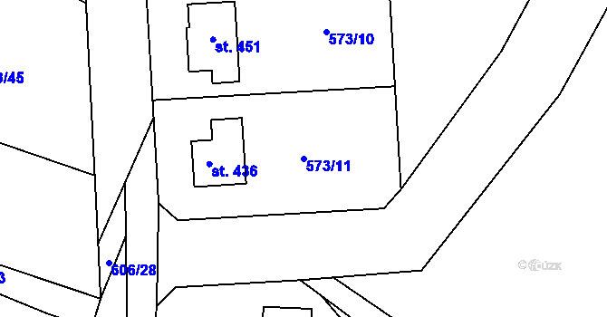 Parcela st. 573/11 v KÚ Škrdlovice, Katastrální mapa