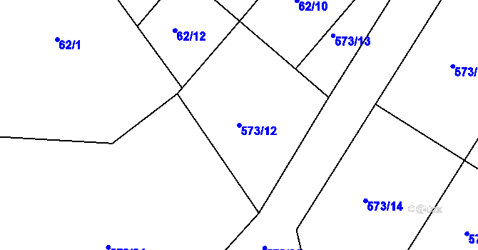 Parcela st. 573/12 v KÚ Škrdlovice, Katastrální mapa