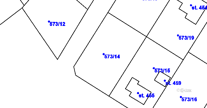 Parcela st. 573/14 v KÚ Škrdlovice, Katastrální mapa